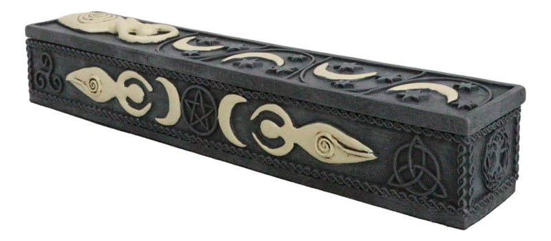 Wicca Spiral Goddess Sacred Triple Moon Incense Stick Storage Box Figurine