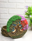 Celtic Sacred Tree of Life Yggdrasil With Dendritic Roots Round Trinket Box 5"