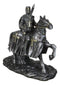 Suit of Armor Crusader Knight with Sword Riding On Heavy Cavalry Horse Figurine