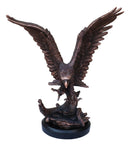 Large 24"H Bald Eagle With Open Wings By Tree Top Bronze Electroplated Statue