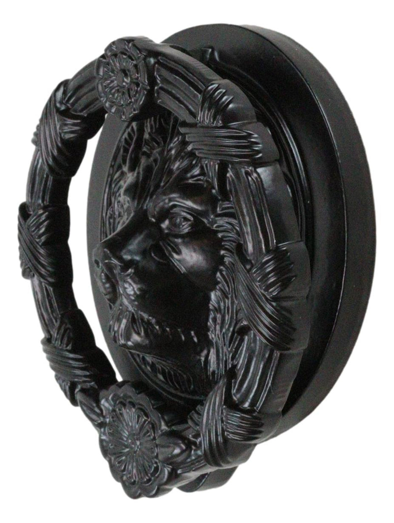 Hand Forged Cast Iron Black Royal Venetian Lion Head Decorative Door Knocker
