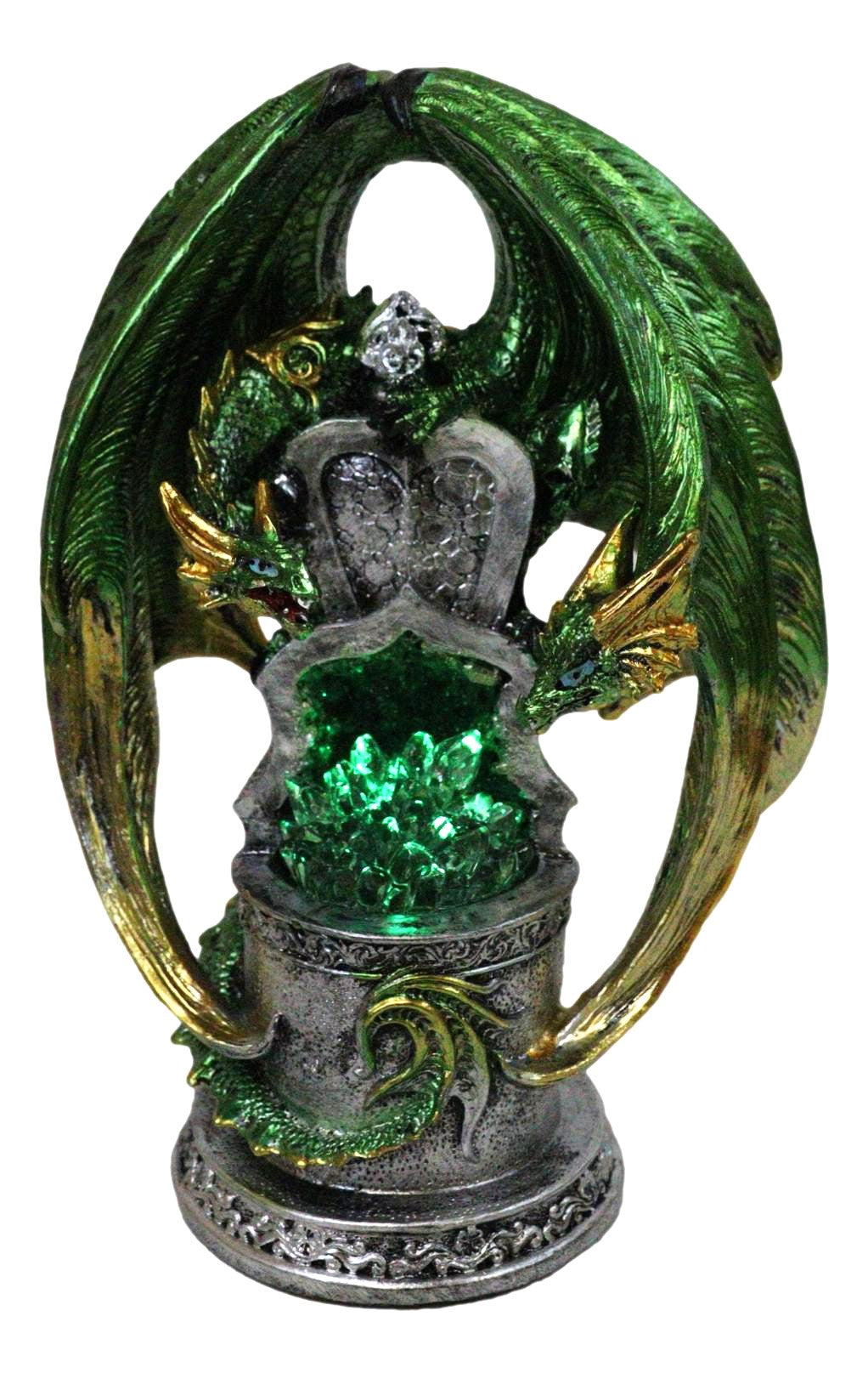 Ebros Green Dragon Treasure Tomb LED Color Changing Crystal Figurine 8.25"H