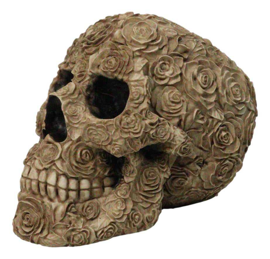 Ebros Gift Gothic Rose Skull Figurine Decorative Resin Skeleton Sculpture