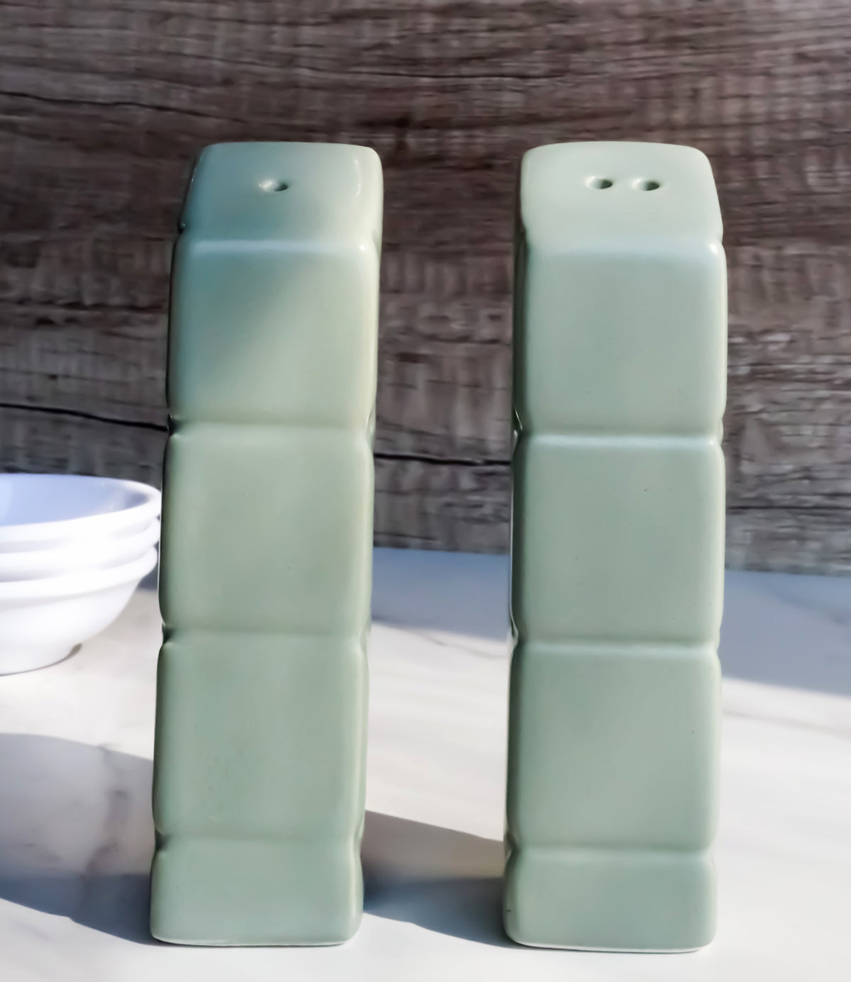 Frank Lloyd Wright Imperial Hotel Oya Japan Stone Pillars Salt Pepper Shakers