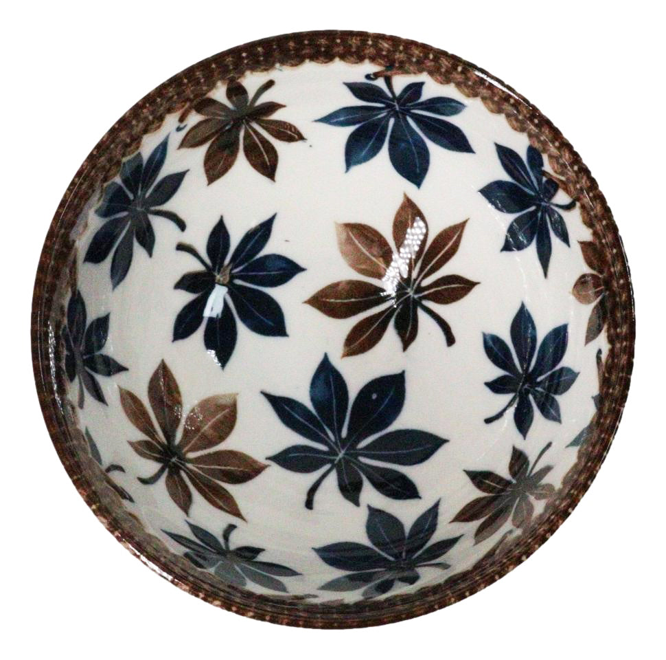 Ceramic Floral Arabesque Double Rice Bowl Gift Set with Chopsticks 10oz Bowls