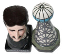 Nikola Tesla And Wardenclyffe Plant Tower Ceramic Salt And Pepper Shakers Set