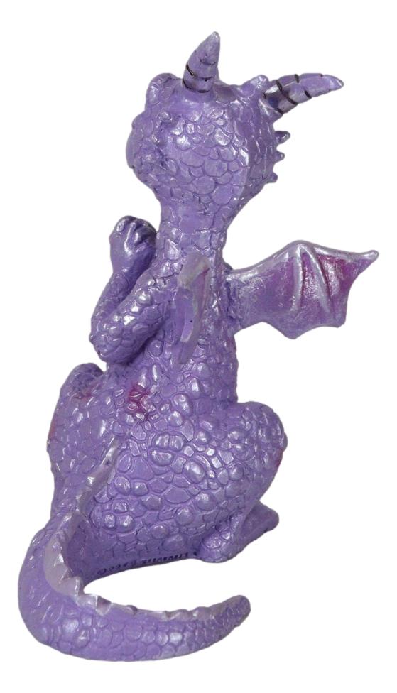 Night Fury Purple Twilight Dragon Figurine 3.75"H Miniature Wishing Dragon Decor