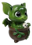 Green Ivy Drake Potion Pals Small Baby Dragon Imp Sitting in Cauldron Figurine