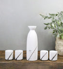 Yukino Hana Snow Flowers Porcelain Sake Carafe Flask 9oz And 4 Ochoko Cups Set