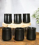Pack Of 6 Modern Minimalist Black Kokuyo Glazed Ceramic Yunomi Tea Cups 9oz