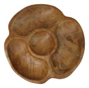 Rustic Live Edge Teak Wood Sectional Serving Dish Divided Snack Tray 4 Parts