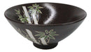 Green Bamboo Forest Black Ceramic Ramen Bowl Soup Spoon Chopsticks And Rest Set
