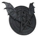 Gothic Nosferatu Black Bat Pentagram With Hell Fire Alchemy Symbols Wall Plaque