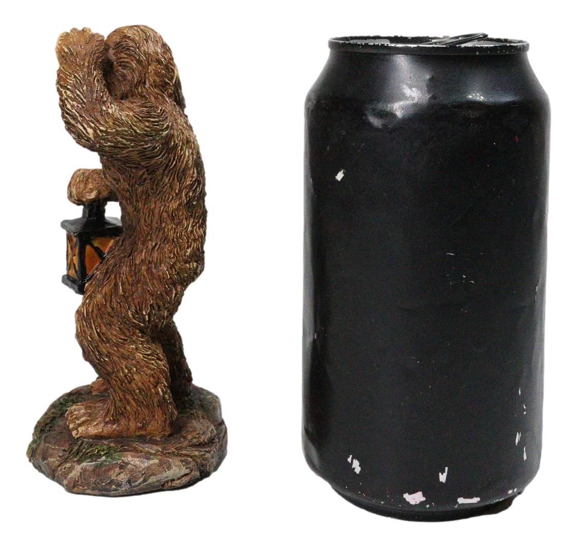 Rustic Funny Cryptid Hiker Bigfoot Holding Lantern Lost in the Woods Figurine