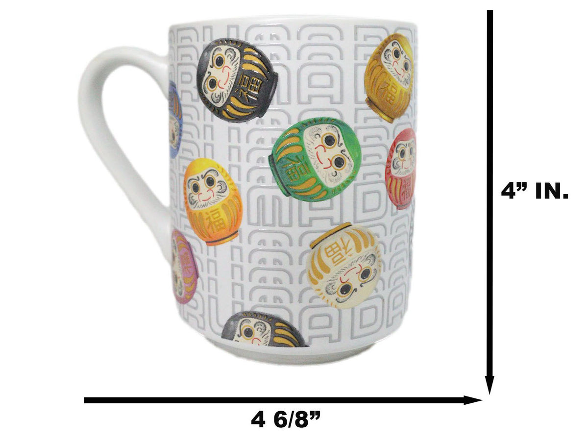 Japanese Icons Daruma Talisman Of Luck And Perseverance Textured Mug Cup 11oz