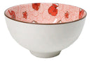 Set of 2 Lucky Cat Maneki Neko Red Ceramic 12oz Bowls With Bamboo Chopsticks