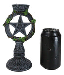 Wicca Pentagram Star In Circle With Celtic Knotwork Ivy Vine Votive Candleholder