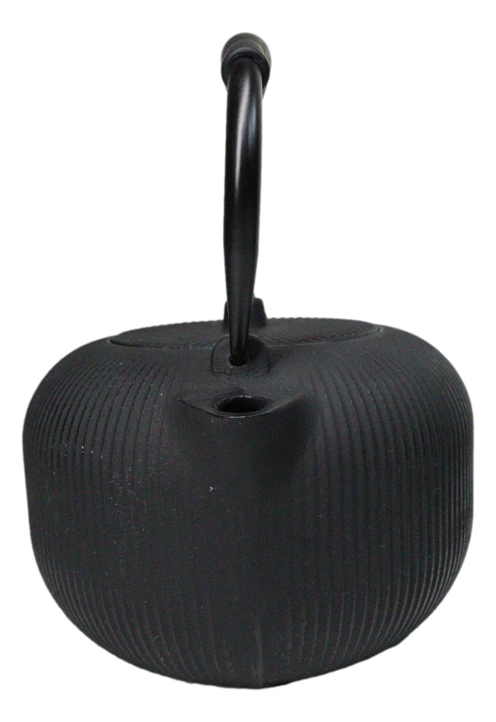 Matte Black Tokusa Vertical Lines Design Tetsubin Larger Cast Iron Teapot 33oz