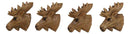 Set Of 4 Western Rustic Forest Elk Moose Faux Wooden Cabinet Door Pull Knobs