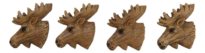 Set Of 4 Western Rustic Forest Elk Moose Faux Wooden Cabinet Door Pull Knobs