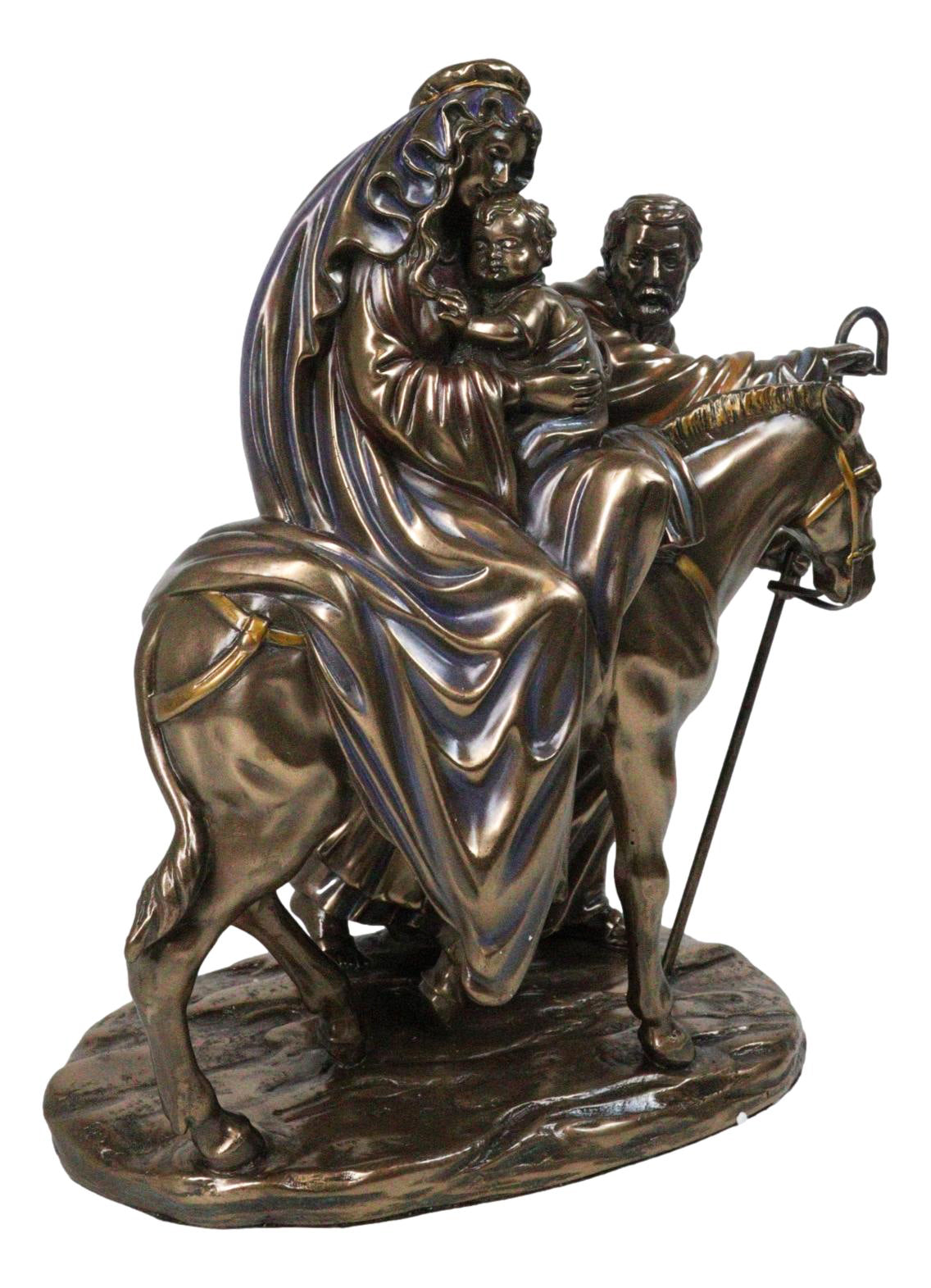 Flight to Egypt Holy Family Mary Joseph and Jesus On Donkey Figurine 9"H