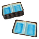 Pack Of 6 Blue Sky Aozora Kannyu Ceramic Two Compartment Rectangle Sauce Dishes