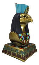 Egyptian God Of The Sky And Sun Horus Ra With Pschent Bust Statue With Base