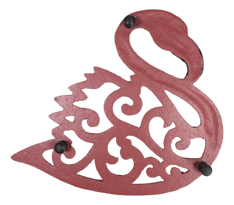 Tropical Paradise Pink Flamingo Bird Scrollwork Cast Iron Wall Or Table Trivet