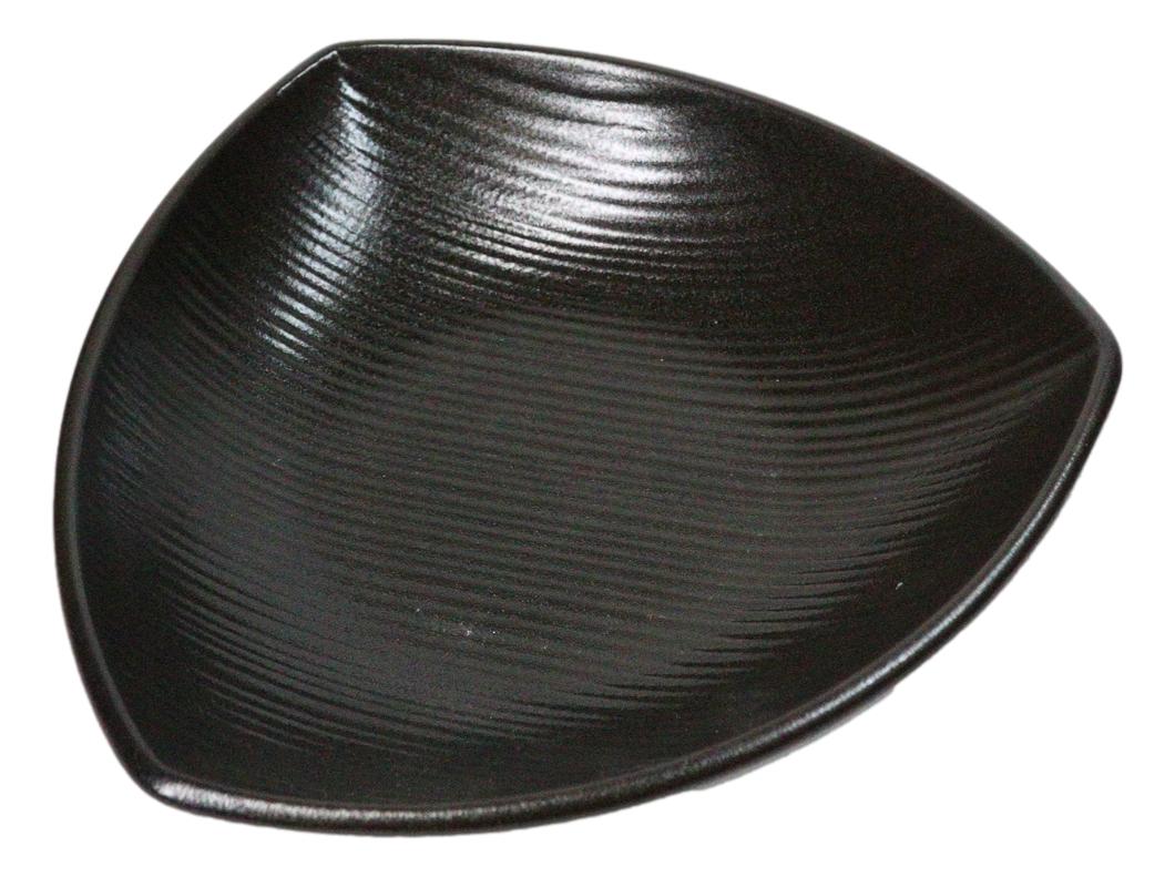 Set Of 6 Kokuyo Black Minimalist Appetizer Salad Triangular Deep Serving Plates