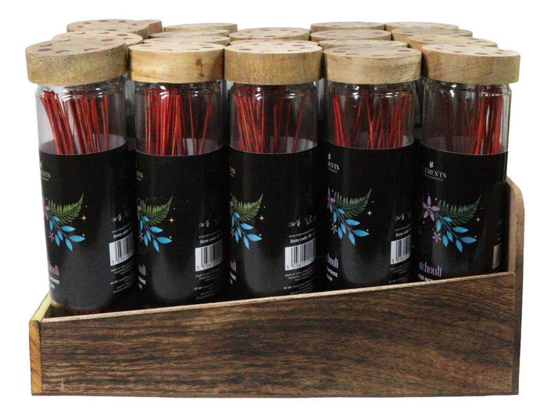 Pack Of 20 Dark Forest Fragranced Incense Sticks With Wood Holder Display Set