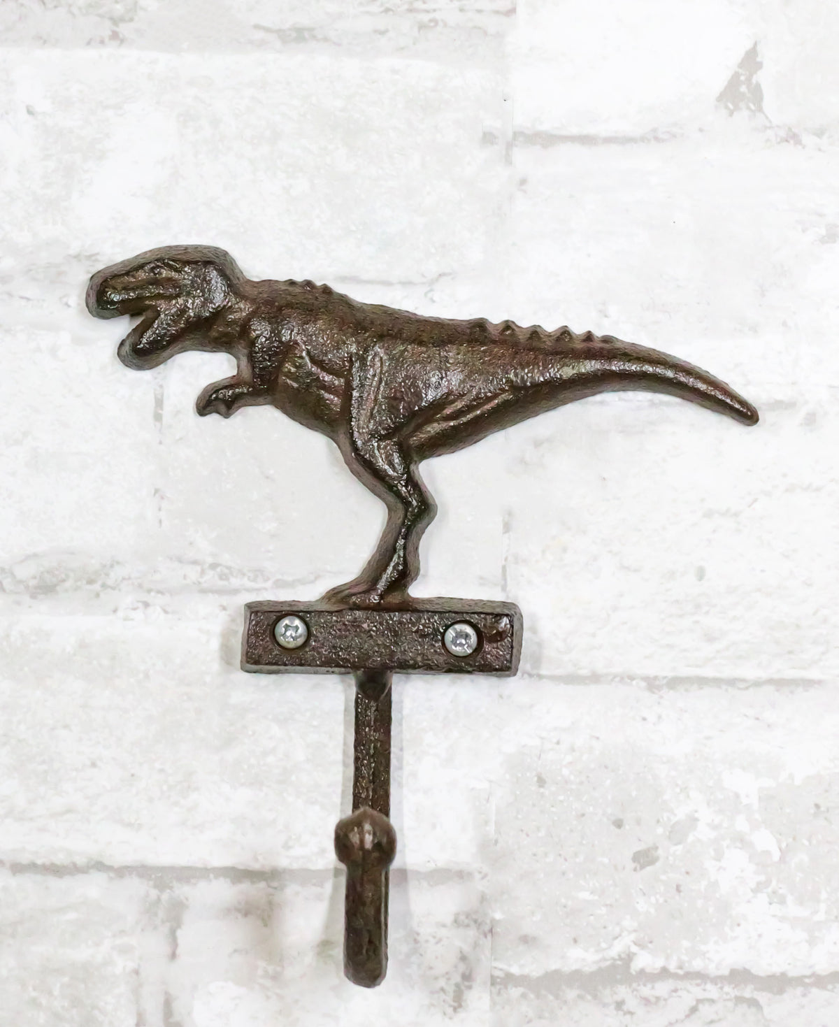 Pack Of 3 Cast Iron Rustic Jurassic T-Rex Dinosaur Wall Hook Key Leash Holders