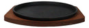 Personal Size Cast Iron Round Fajita Steak Pan Skillet With Wood Trivet Base8"D
