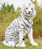 Ebros Large 20"H Realistic White Siberian Tiger Sitting On Guard Resin Statue