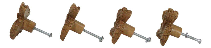 Set Of 4 Western Rustic Forest Elk Moose Faux Wooden Cabinet Door Pull Knobs
