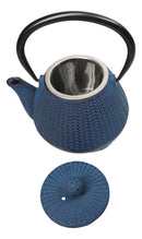 Blue Tokusa Geometric Textured Pattern Petite Cast Iron Teapot 10oz Tea Pot