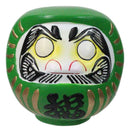 Green Talisman of Vitality Japanese Zen Daruma Figurine With Unpainted Eyes