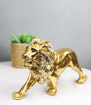 Faux Brass Gold Finish African Safari Prowling Lion King of The Jungle Figurine