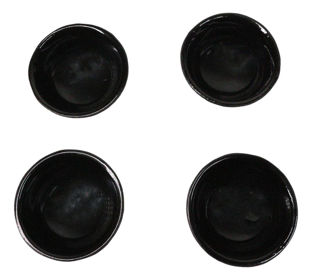 Brown Textured Surface Japanese Tetsubin Style Cast Iron Mini Tea Cups Set of 4