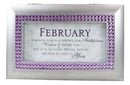 February Birthday Purple Amethyst Birthstones Silver Tone Musical Trinket Box