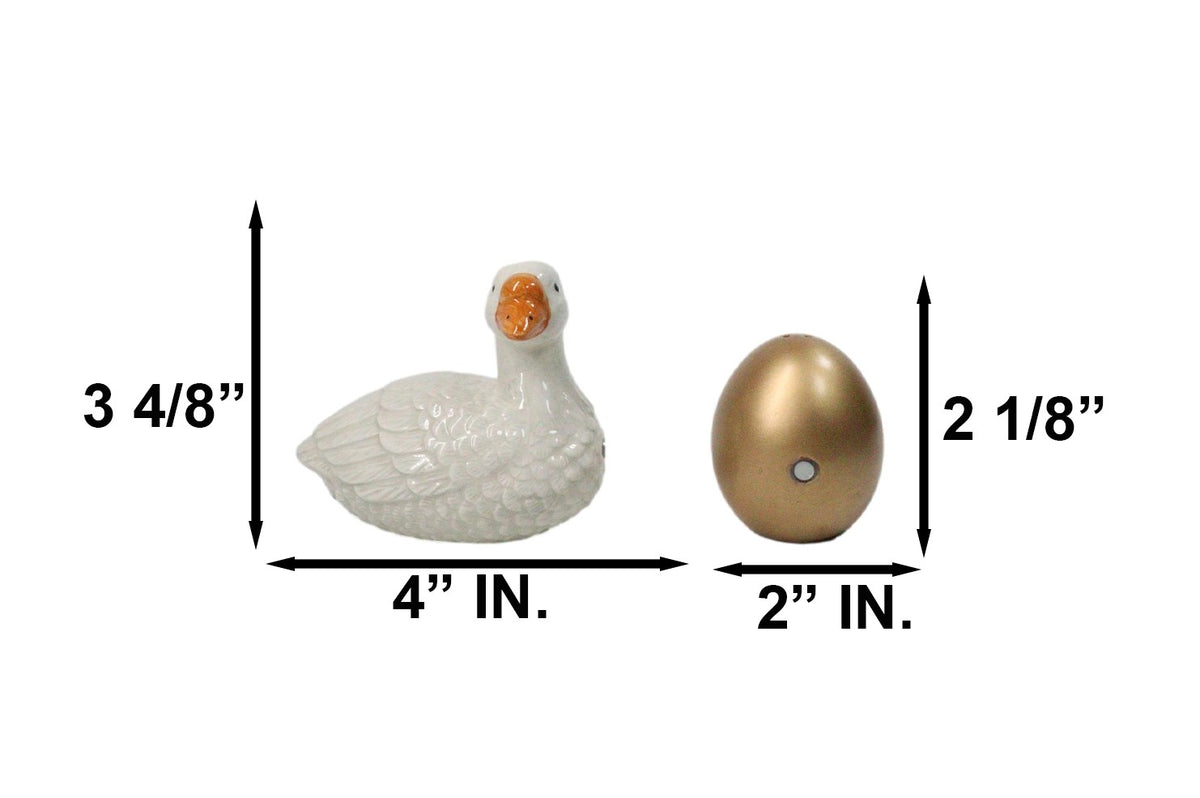 Ebros Goose and Golden Egg Ceramic Salt and Pepper Shakers Set of 2