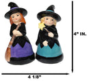 Hocus Pocus Witches With Broomstick Magic Wand Ceramic Salt Pepper Shakers Set