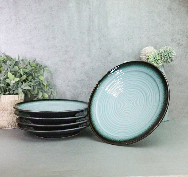 Pack Of 5 Ceramic Blue Sky Seikai Collection Large Round Dinner Plates 10" D
