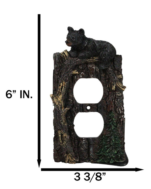 Set of 2 Rustic Forest Black Bears Climbing Tree Double Receptacle Outlet Covers - Ebros Gift