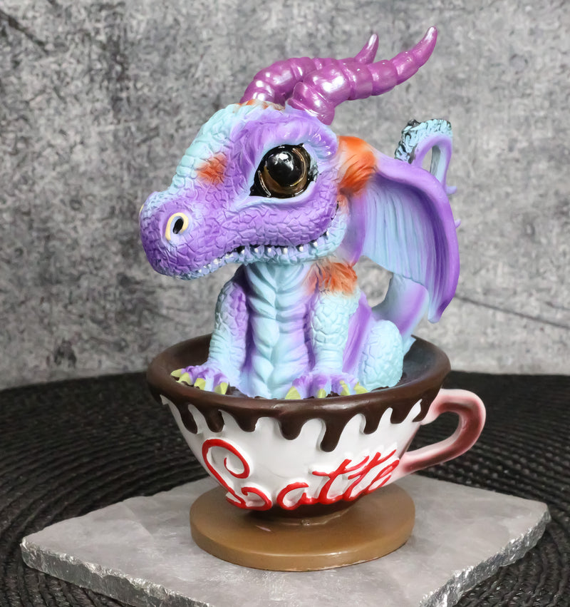 Fantasy Chocolate Latte with Eugene Baby Dragon In Beverage Saucer Cup Figurine