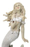 Large Vintage Sea Goddess Mermaid Holding Sconce Standing By Coral Reef Statue
