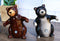 Ceramic Black And Grizzly Brown Bears Hugging Dancing Salt And Pepper Shakers