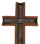 Rustic Western Wood Grain Pattern With Grey Silver Motif Faux Wooden Wall Cross