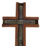 Rustic Western Wood Grain Pattern With Grey Silver Motif Faux Wooden Wall Cross