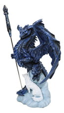 Blue Midnight Alpha Blade Dragon And White Wolf Figurine W/ Letter Opener Sword