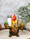 Rustic Farmhouse Country Rooster Chicken Salt and Pepper Shakers Holder Set 7"H